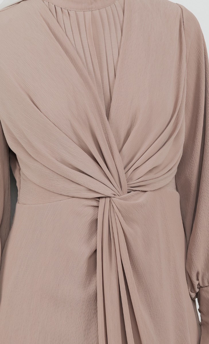 Knotted Dress in Brown image 2