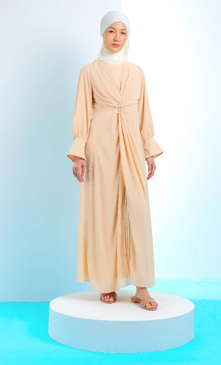 Knotted Dress in Champagne