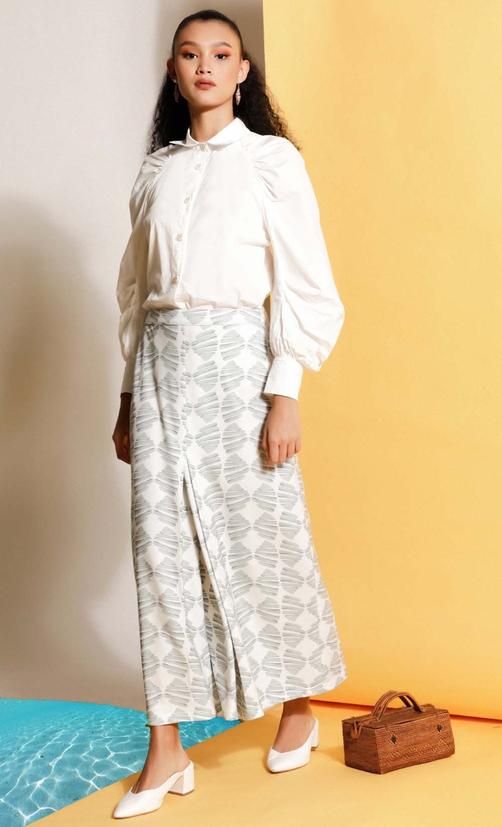 Seashells A-Line Skirt in Dusty Green