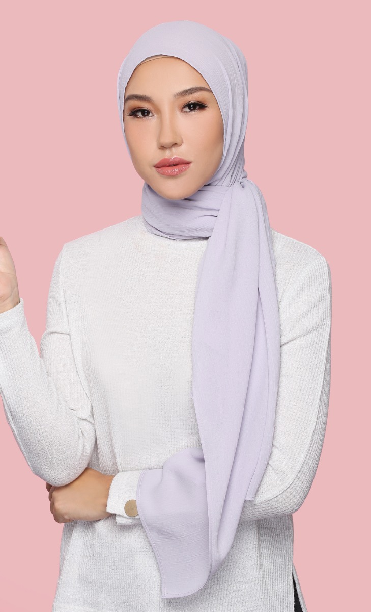 Athens Textured Chiffon Hijab In Lavender