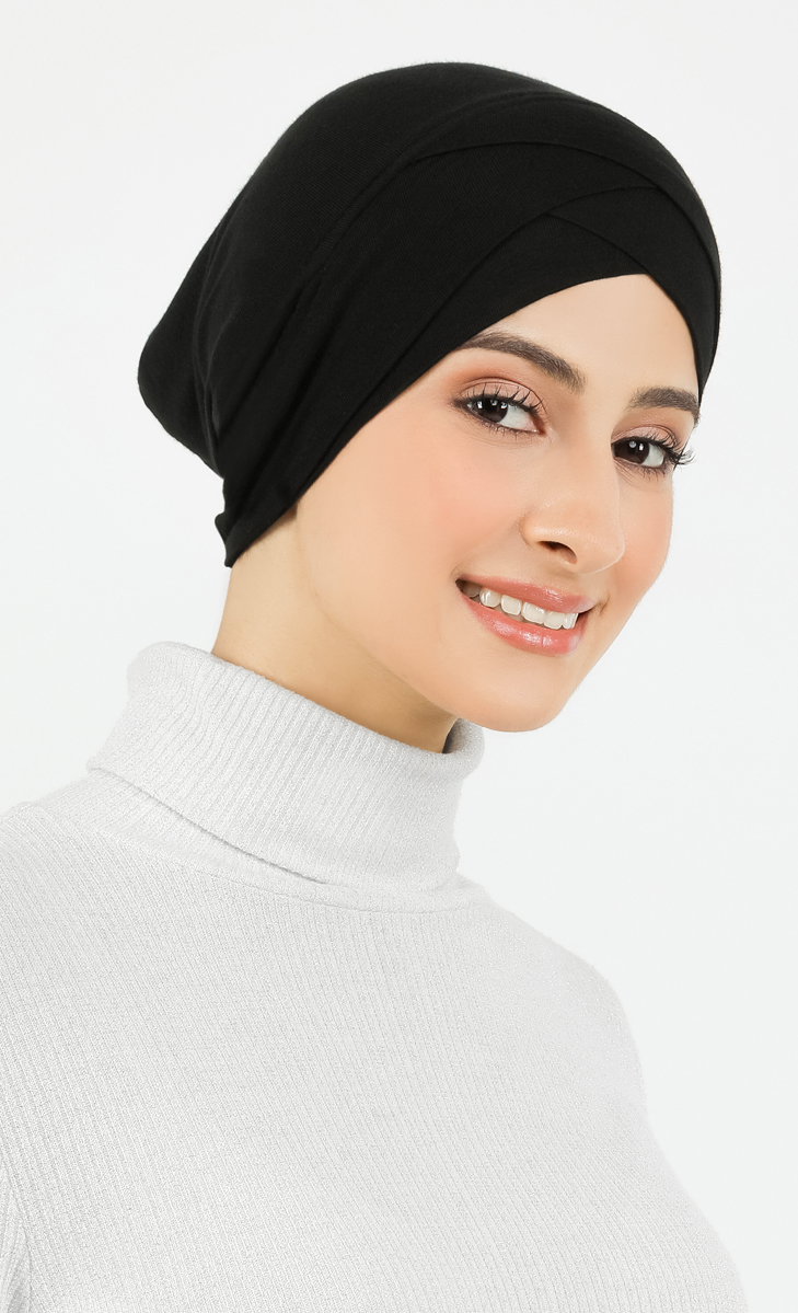 Vienna Cris Cross Inner Hijab in Black