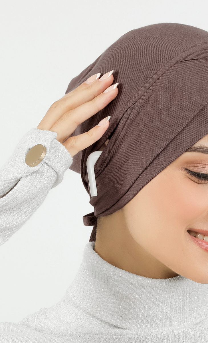 Vienna Criss Cross Inner Hijab in Chocolate image 2