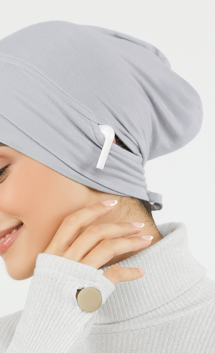 Vienna Criss Cross Inner Hijab in Light Grey image 2