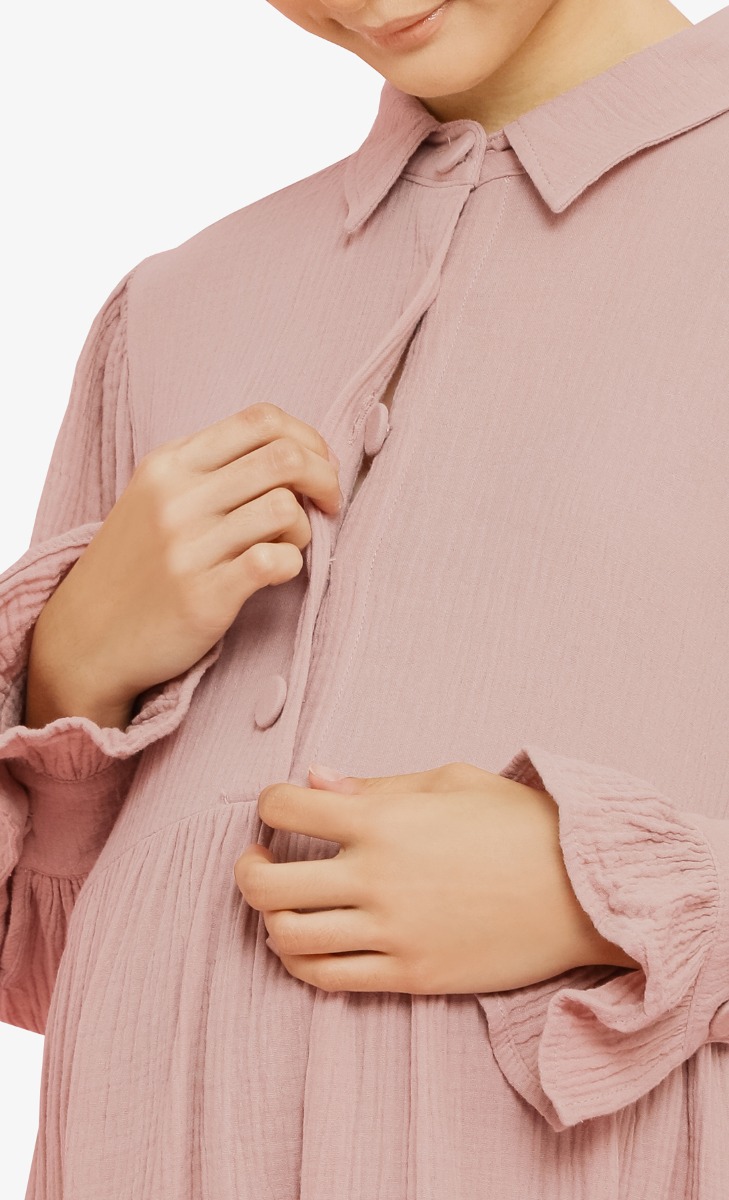 Ruffle Textured Dress In Pink image 2