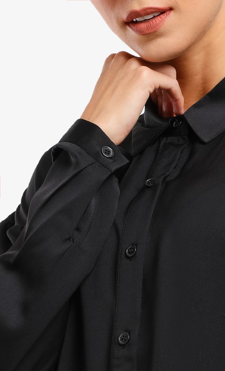 Long Shirt Dress in Black | FashionValet