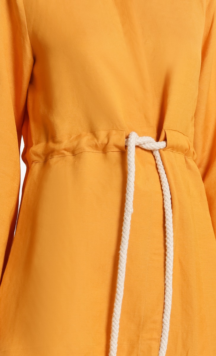 Long Sleeve Dress With Rope Belt in Butterscotch image 2