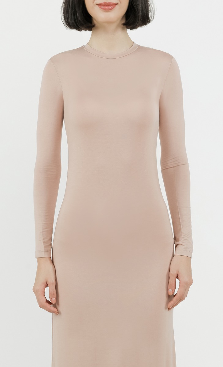 Long Sleeve Round Neck Dress in Rosette image 2