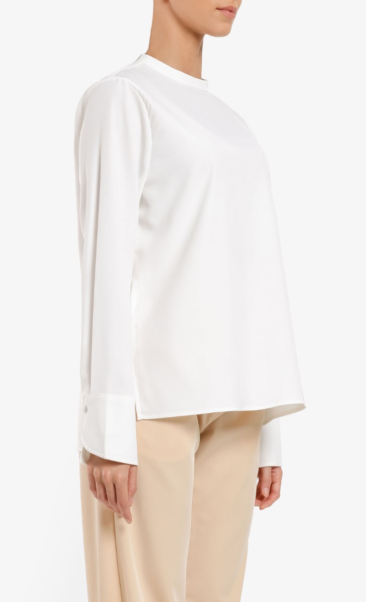 Long Sleeve Top In White image 2