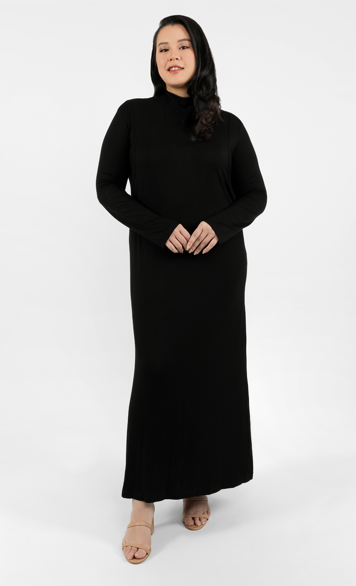 Long Sleeve With Opening Dress in Black