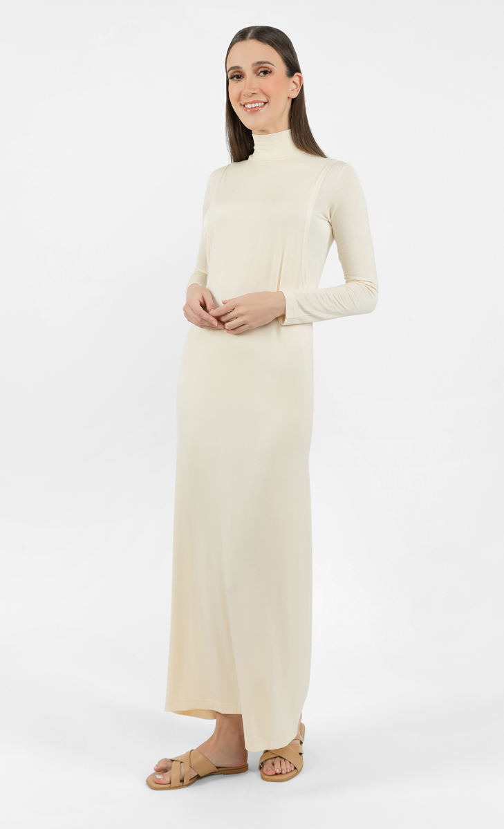 Long Sleeve With Opening Dress in Nude