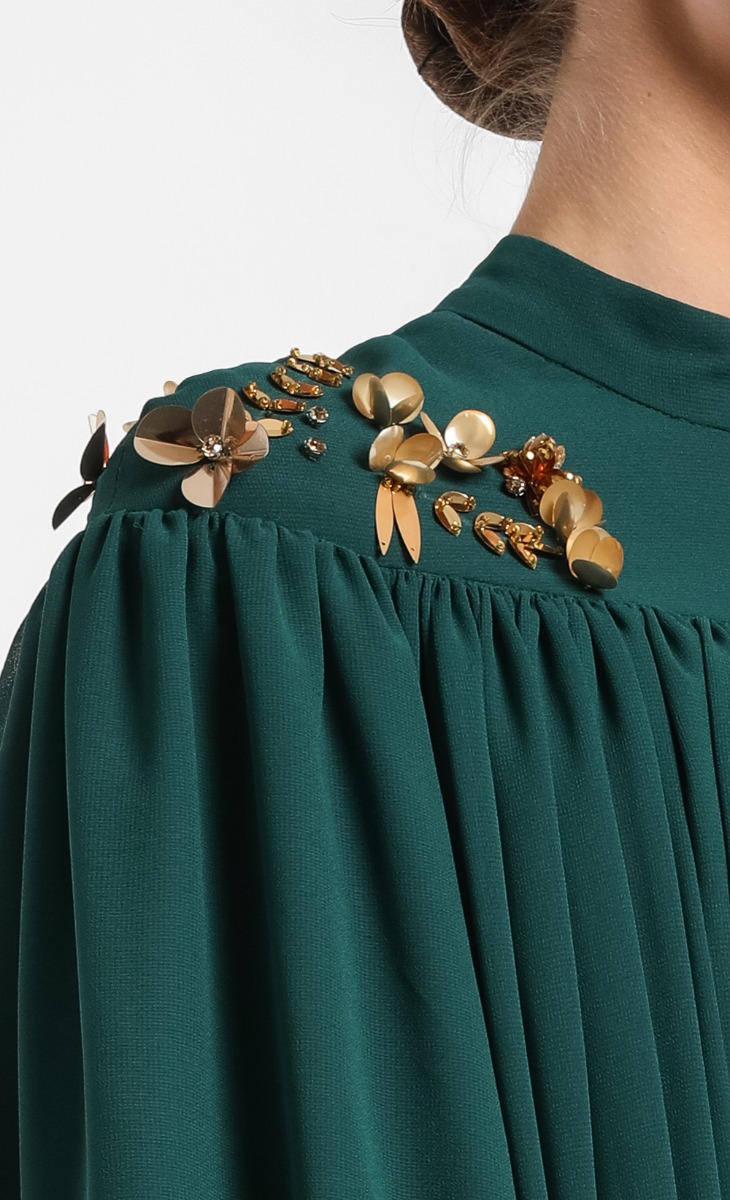 Mabul Dress in Plain Emerald Green image 2