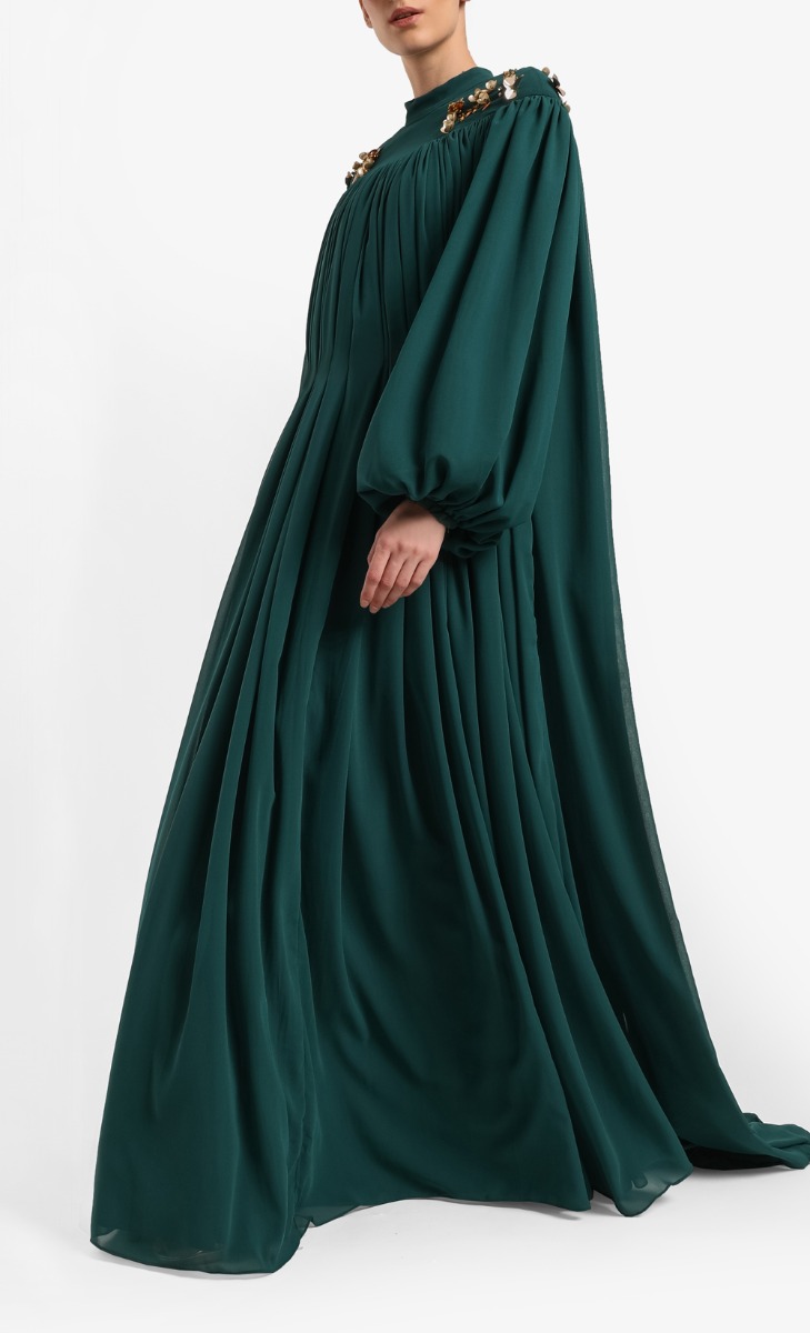 Mabul Dress in Plain Emerald Green