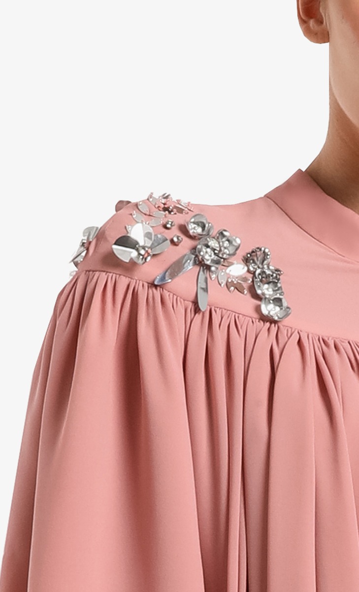 Mabul Dress in Plain Blush Pink image 2