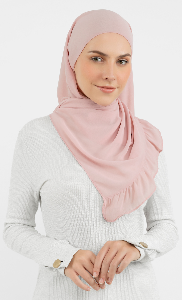 Magnetic Semi-Instant Gathered Hijab in Mauve