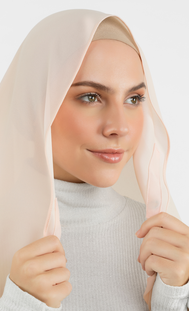 Magnetic Semi-Instant Gathered Hijab in Soft Pink image 2