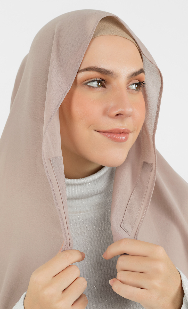 Magnetic Semi-Instant Gathered Hijab in Taupe image 2