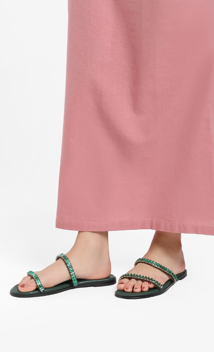Meghan Embellished Sandals In Green image 2