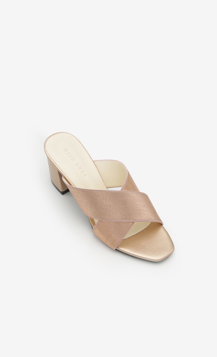 Miss Suri Crossed Shiny Strap Heels in Pink image 2