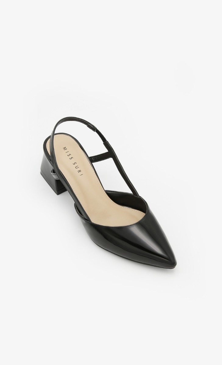 Miss Suri Cover Toe X Square Heels in Black image 2