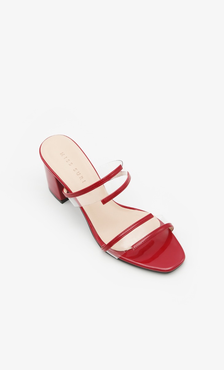 Miss Suri See Through Open Toe Heels in Red image 2