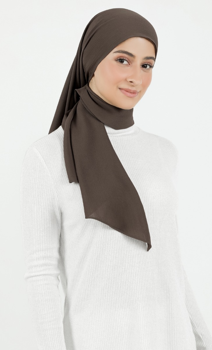 Nikaia Magnetic Triangle Chiffon Hijab in Chocolate