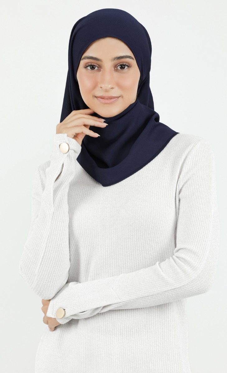 Nikaia Magnetic Triangle Chiffon Hijab in Navy