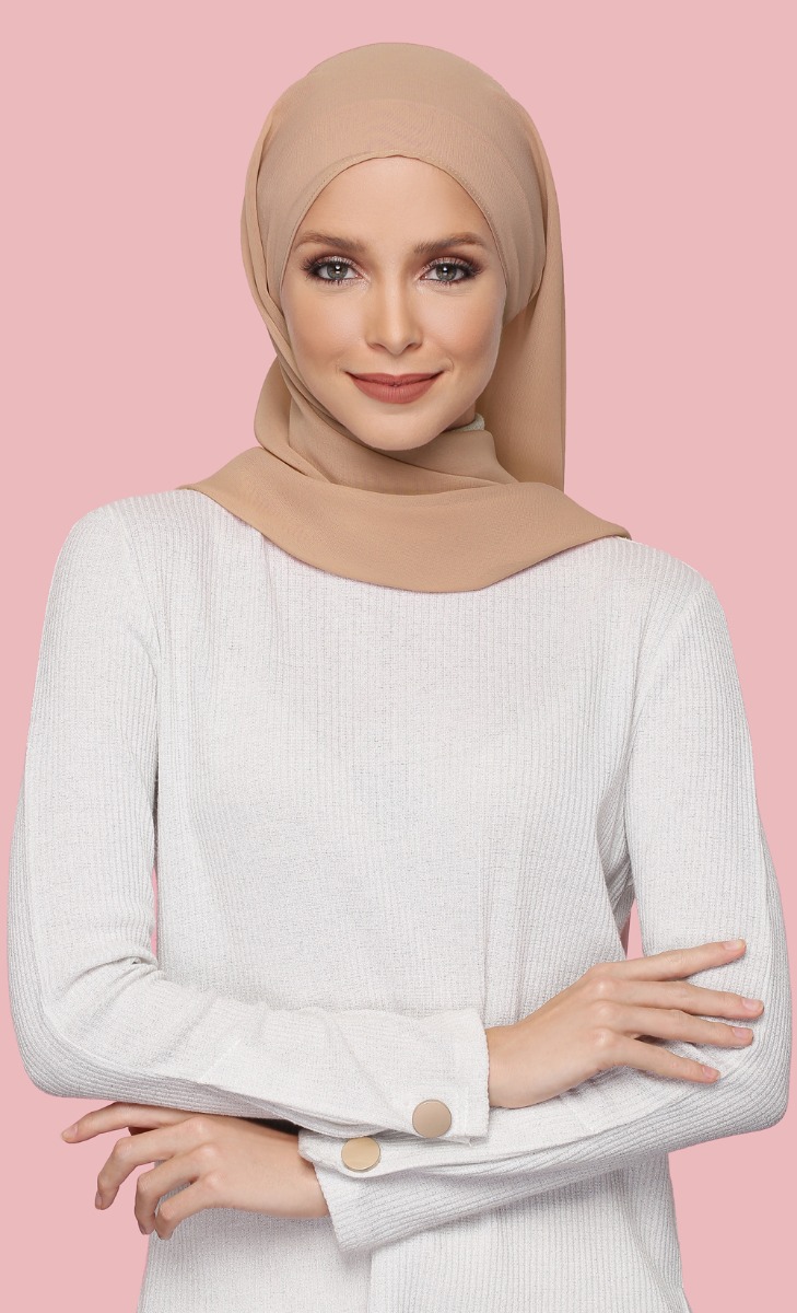 Geneva Georgette Chiffon Hijab in Nut