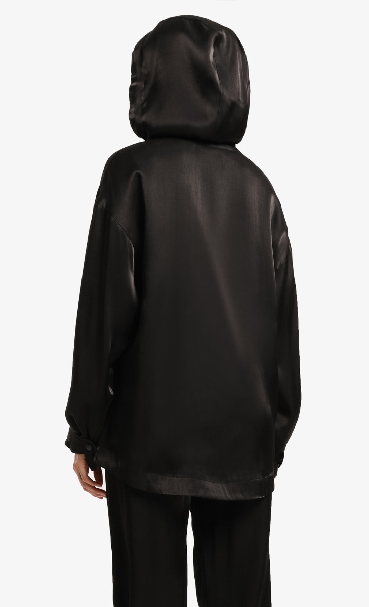 Oversized Hooded Jumper in Black image 2