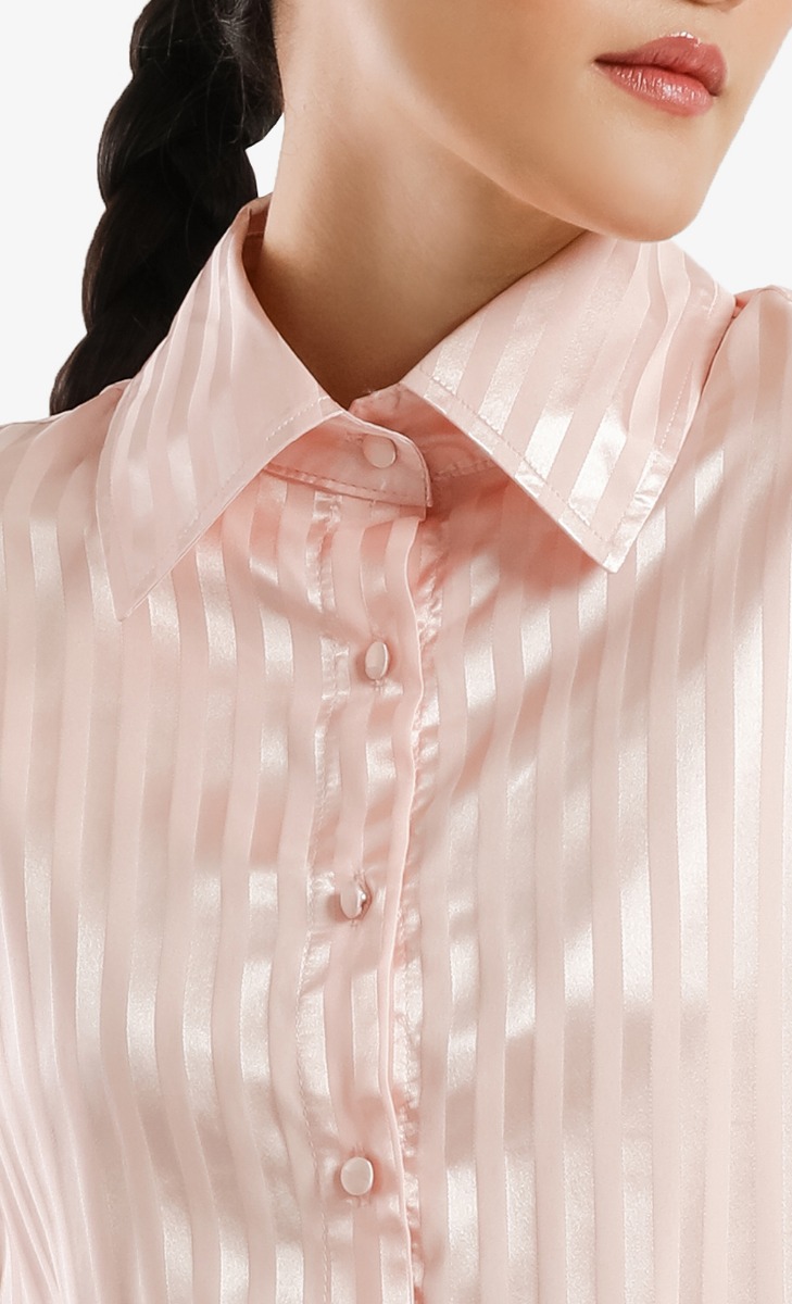 Oversized Stripe Shirt in Blush image 2