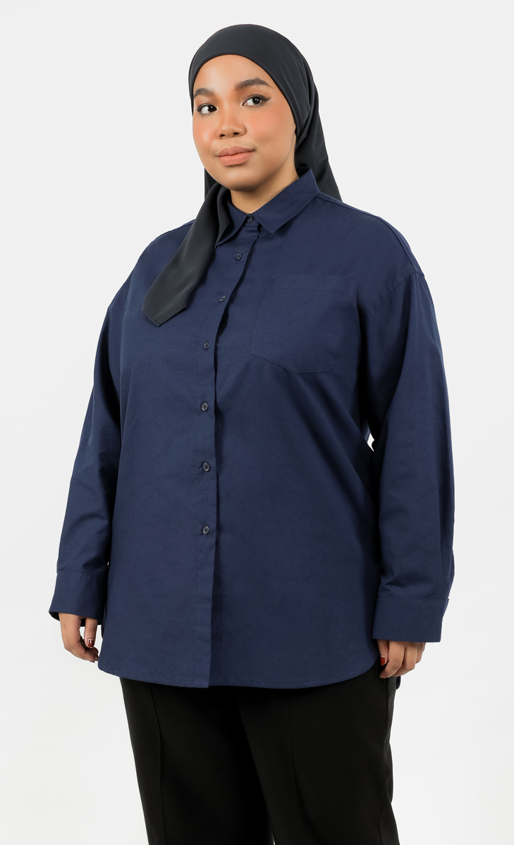 Oxford Oversized Shirt in Navy Blue