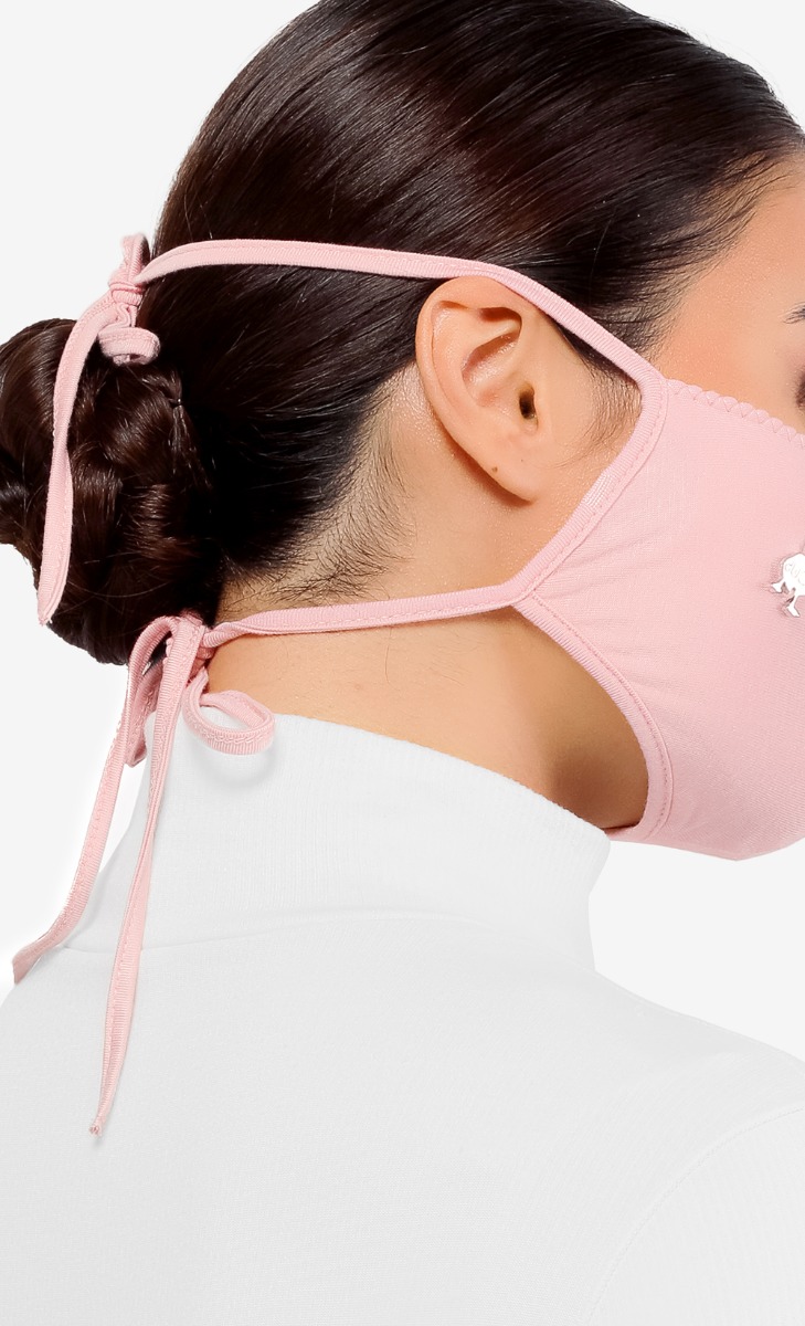 Jersey Face Mask (Tie-back) in Pink Aloud image 2