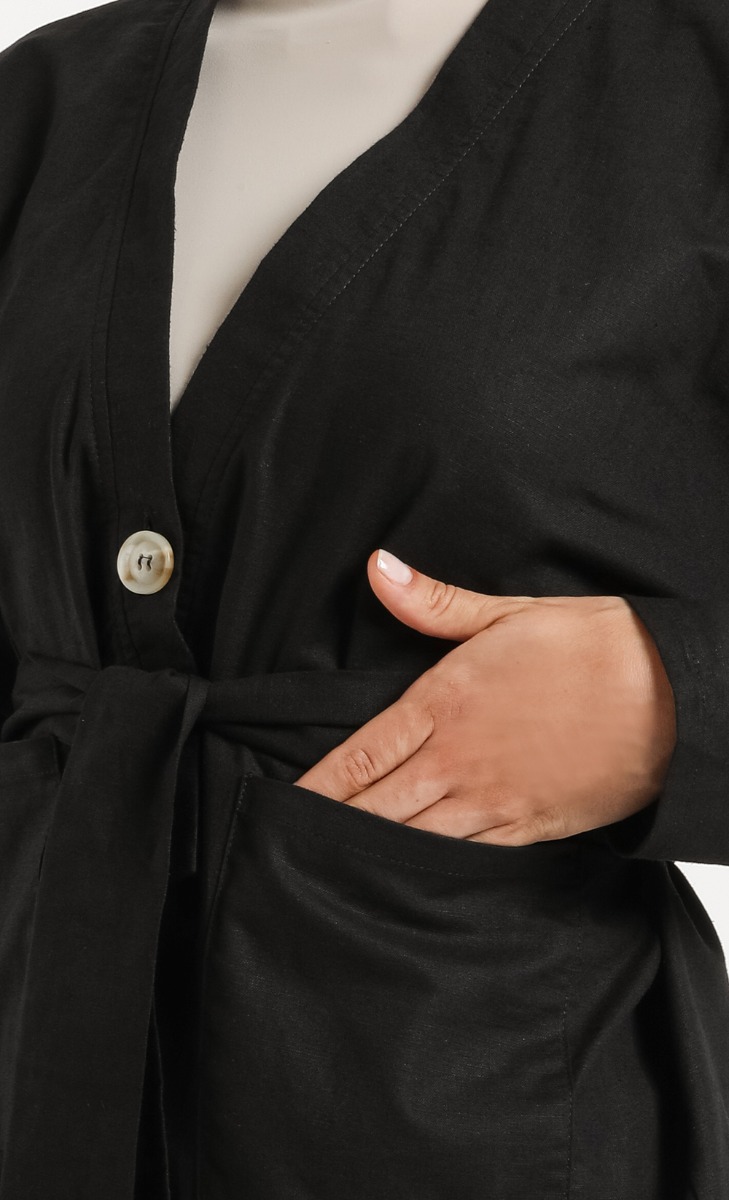 Hermela Single Button Cardigan in Black image 2