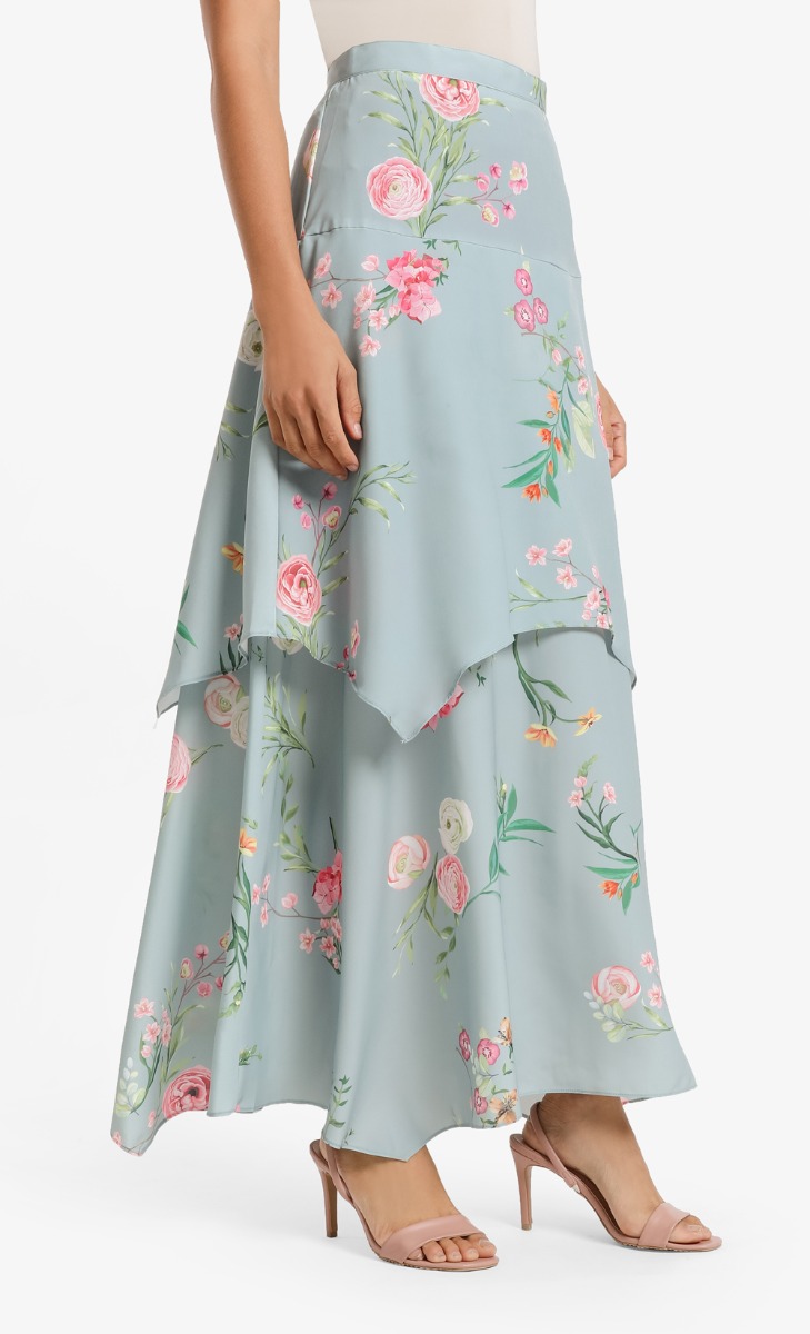 Hibbatul Fluted Tier Skirt  in Mint Floral image 2