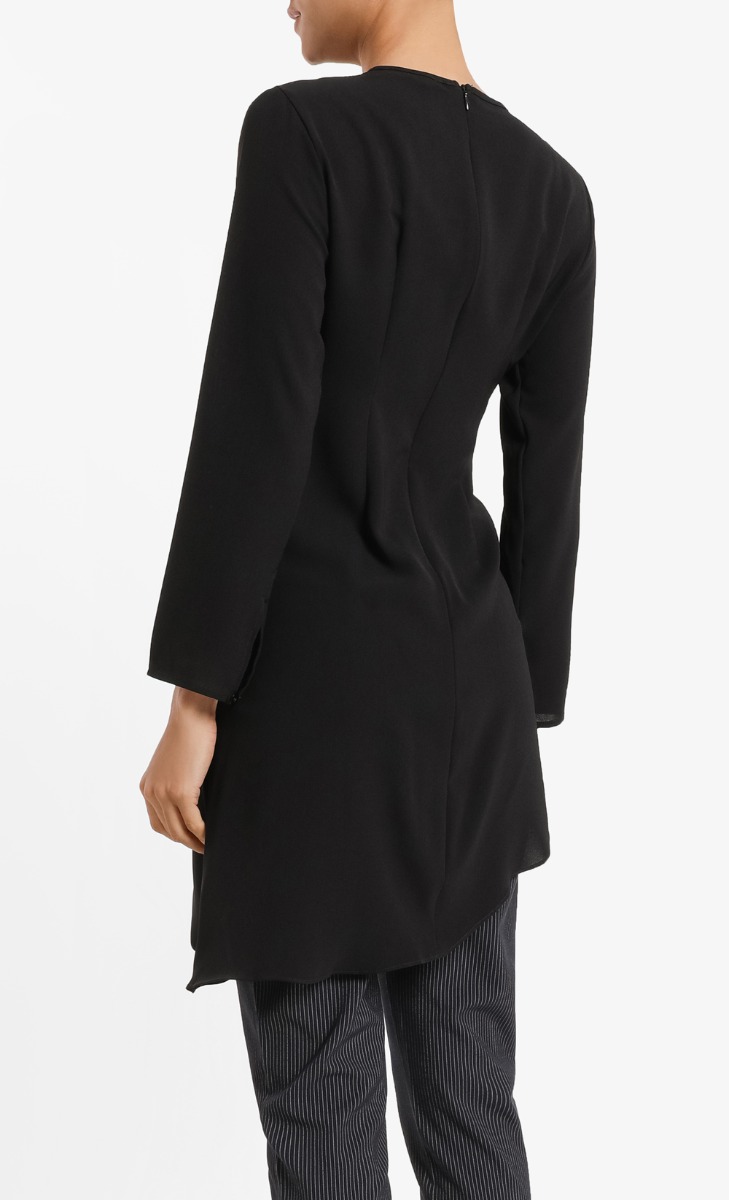 Raena Asymmetrical Hem Blouse in Black image 2