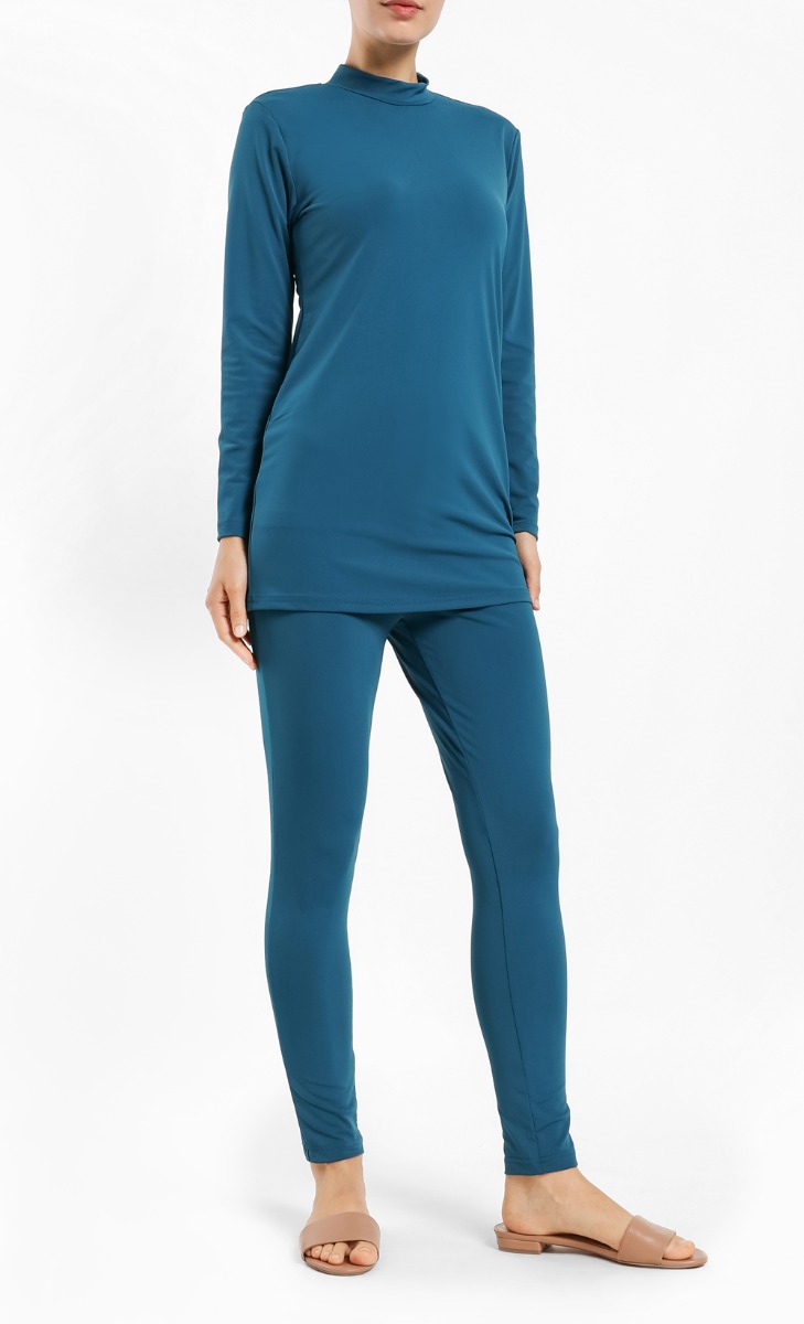 Yanamarie Long Swimming Top in Teal