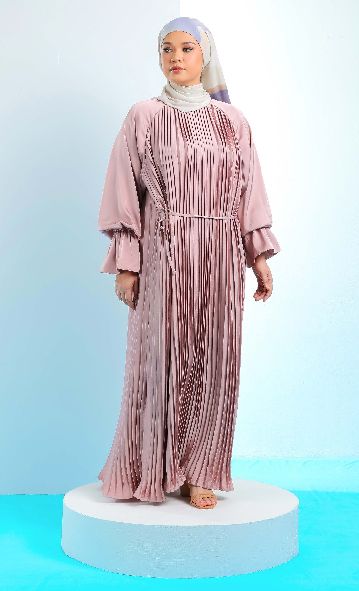 Pleated Maxi Dress in Dusty Mauve