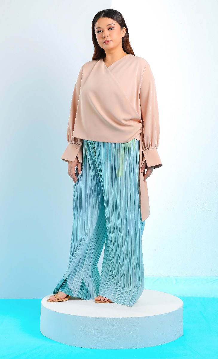 Pleated Palazzo in Blue