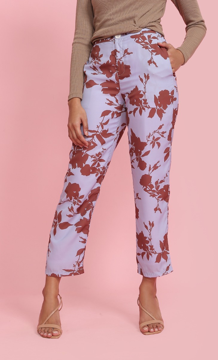 Printed Ankle Pants in Lilac