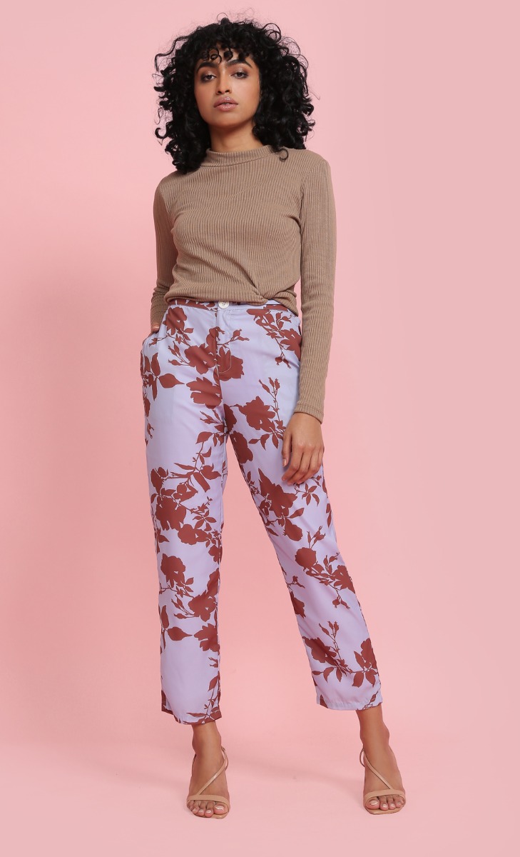 Printed Ankle Pants in Lilac image 2