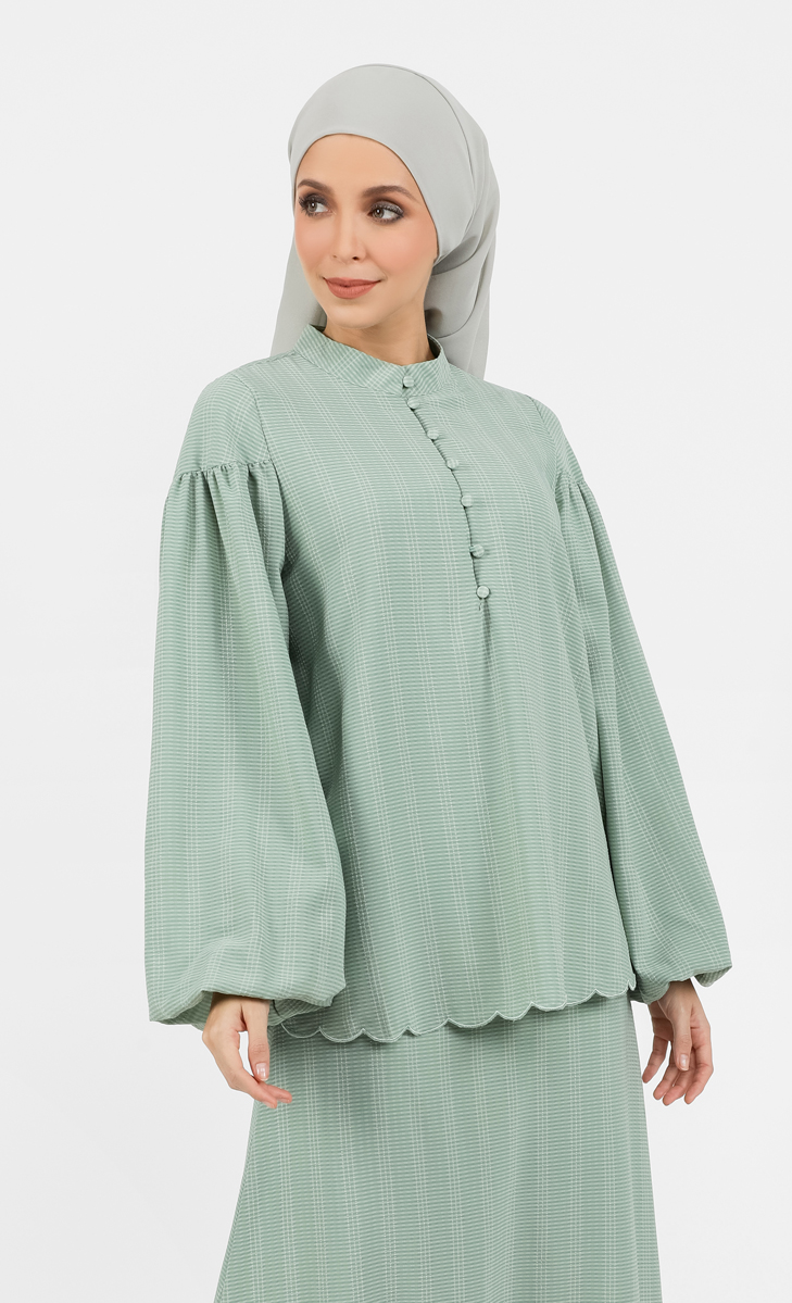 Puff Sleeve Textured Blouse in Sage