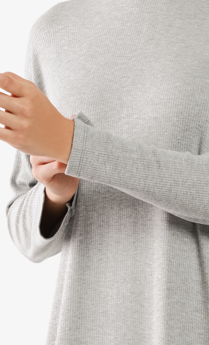 Ribbed Dress in Light Grey image 2