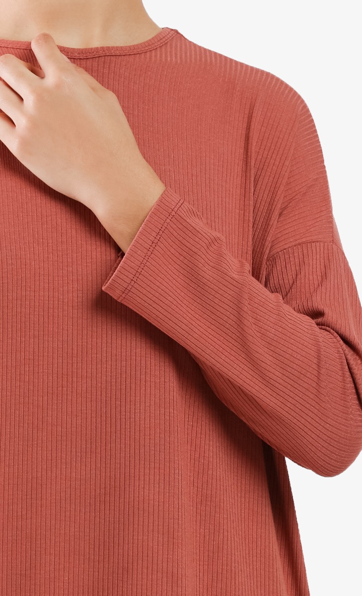 Ribbed Dress in Raspberry image 2