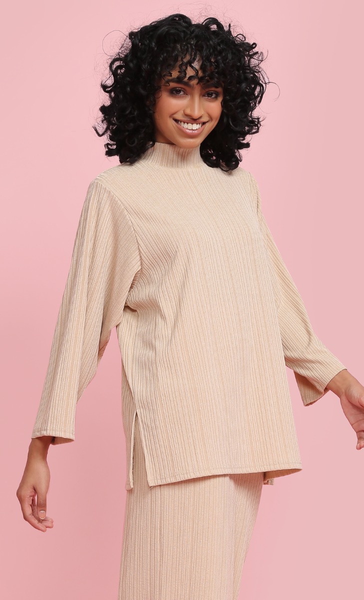 Ribbed Easy Top in Nude
