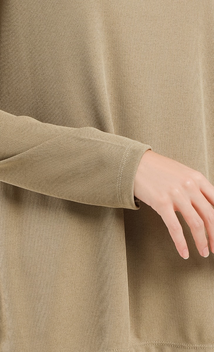 Ribbed Turtleneck Top in Dusty Olive image 2