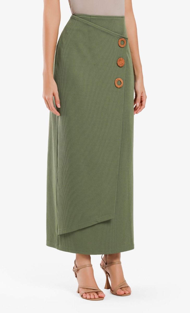 Ribbed Skirt in Olive Green image 2