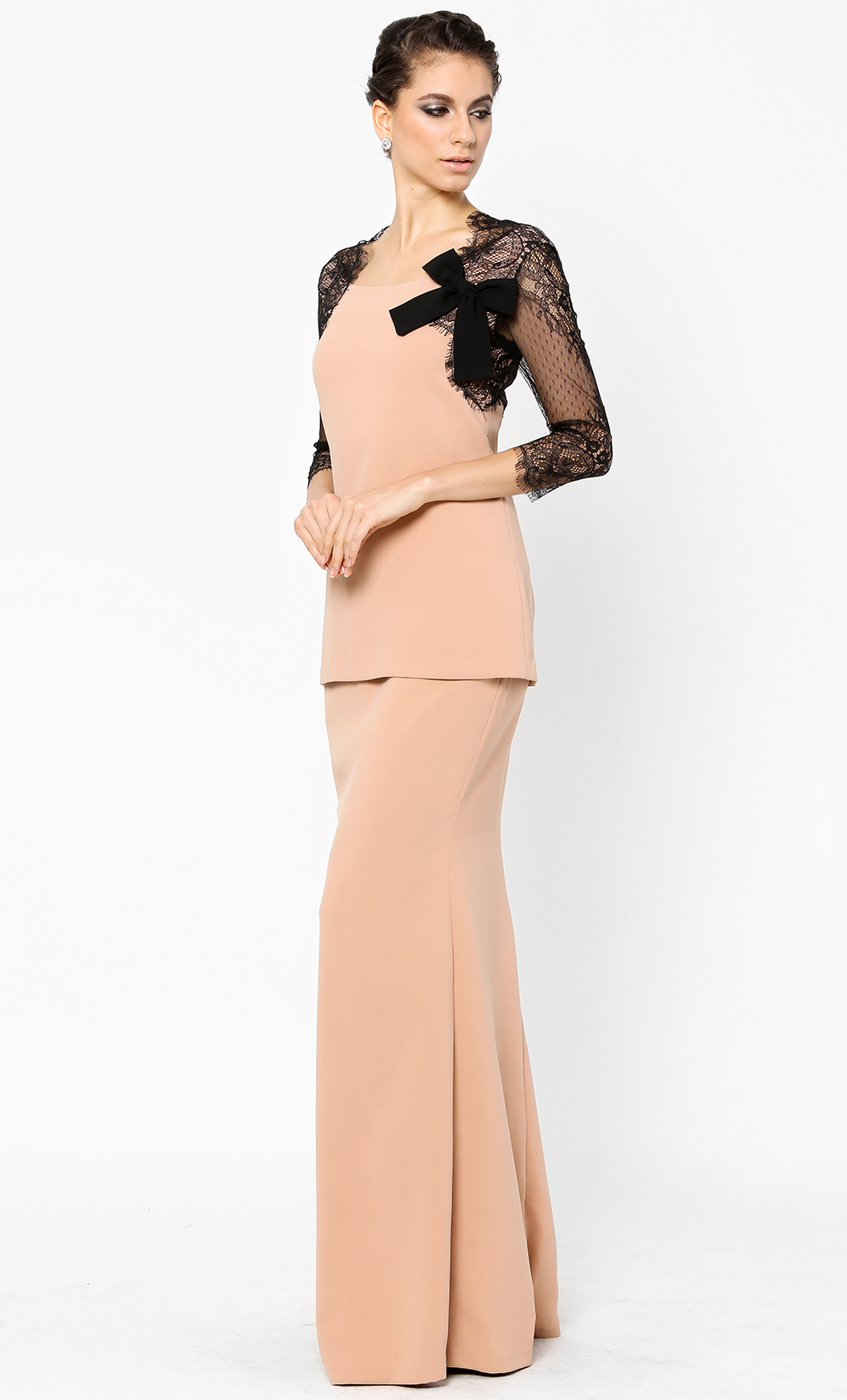 Amelia Kurung Set in Nude FashionValet