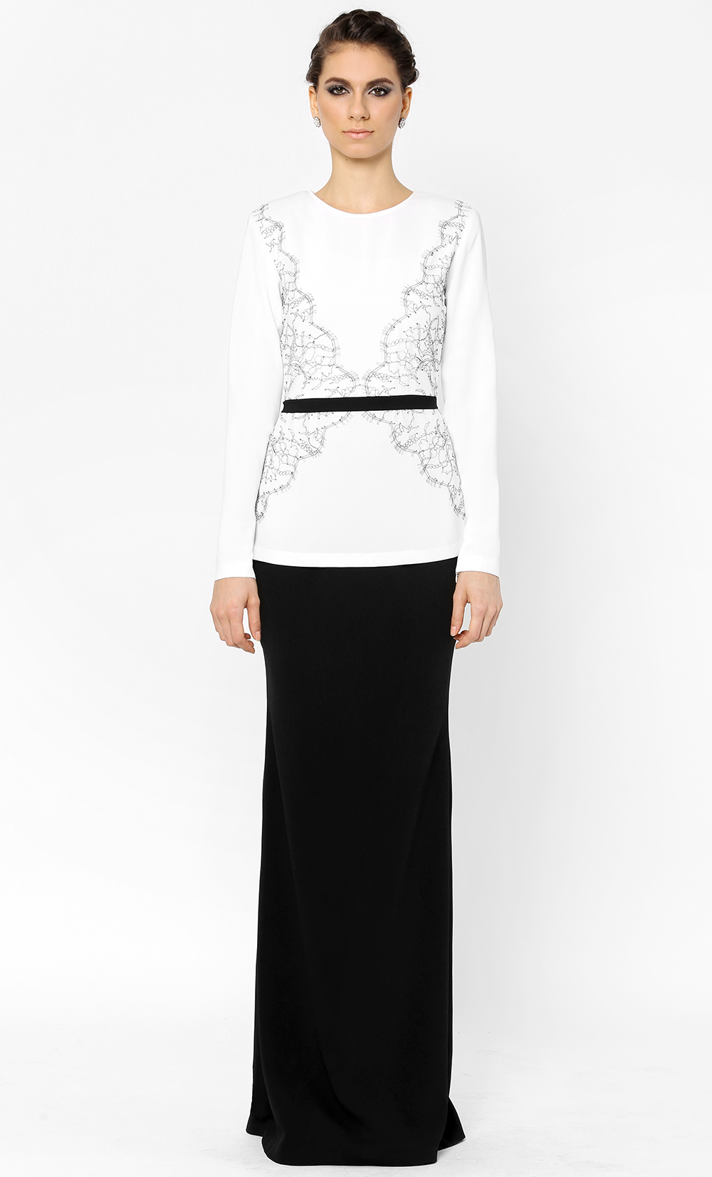 Aurora Kurung Set in Black White FashionValet
