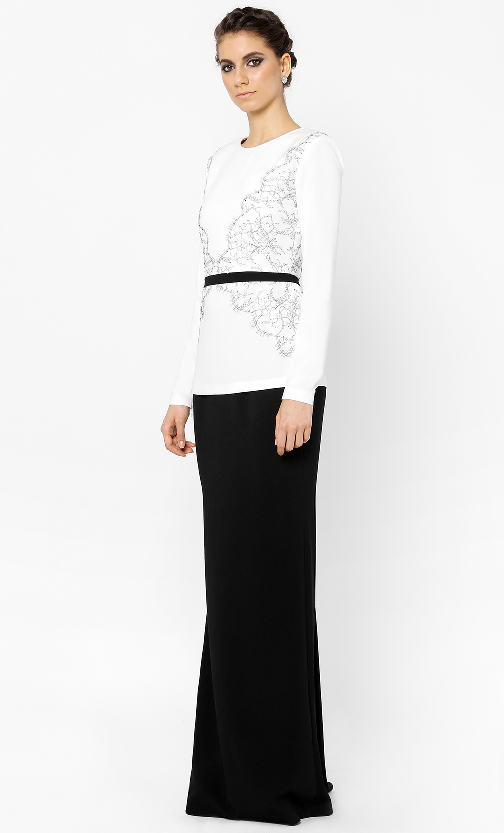 Aurora Kurung Set in Black White FashionValet