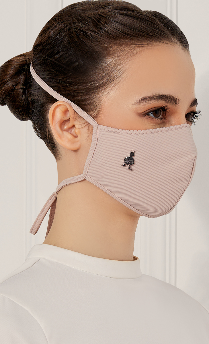 Textured Jersey Face Mask (Tie-back) with nanotechnology in Rose Blush