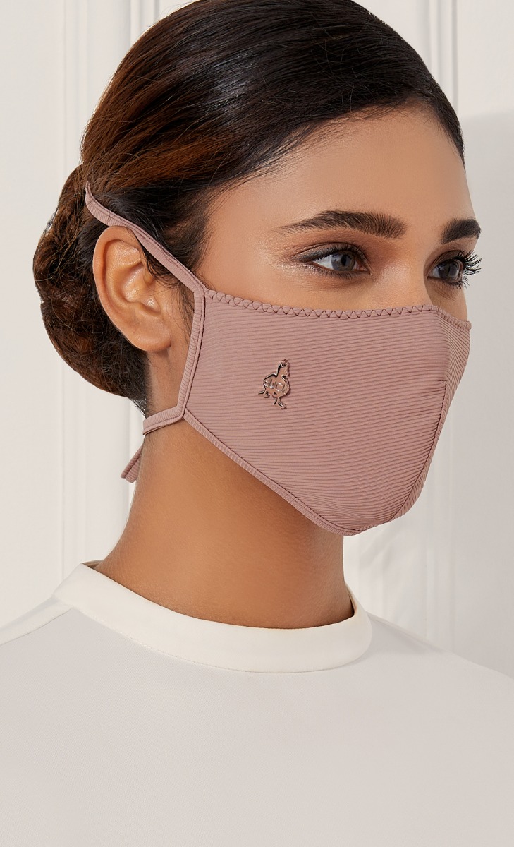 Textured Jersey Face Mask (Tie-back) with nanotechnology in Rose Tart